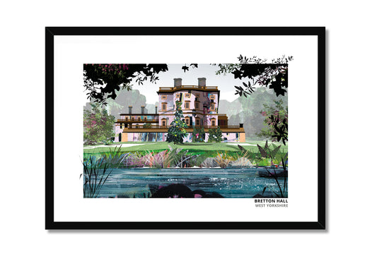 Bretton Hall art print by Vicki Shortt, the Georgian hall in the grounds of Yorkshire Sculpture Park, in a black frame