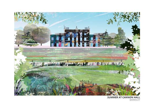 Cannon Hall, Barnsley art print by Vicki Shortt, the country house and its parkland, summer design