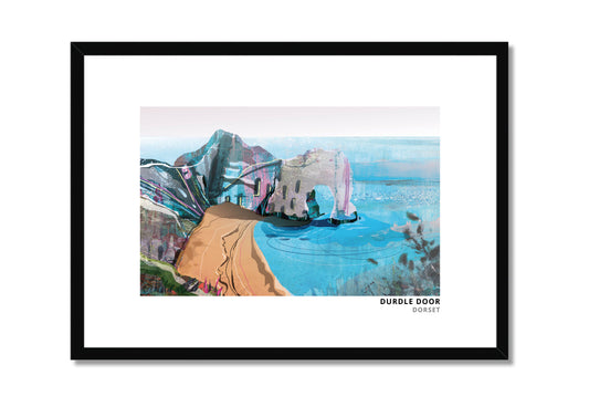 Durdle Door art print by Vicki Shortt, the limestone arch on the Jurassic Coast, Dorset, in a black frame