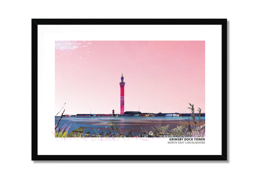 Grimsby Docks art print by Vicki Shortt, a panorama of the working docks at Grimsby, North East Lincolnshire, in a black frame