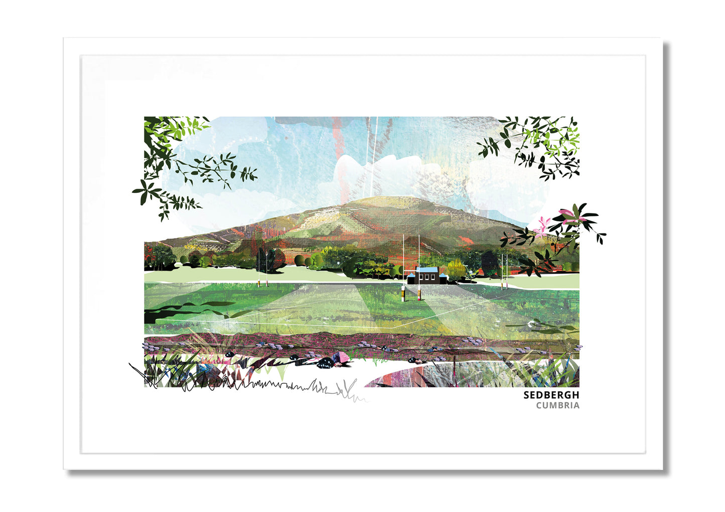 Sedbergh School art print by Vicki Shortt, the school at Sedbergh, Cumbria, in a white frame
