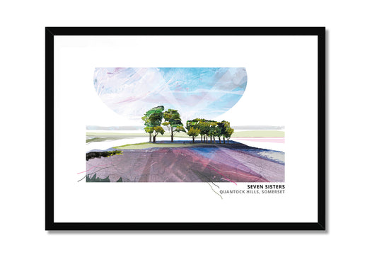 Seven Sisters, Quantocks art print by Vicki Shortt, the line of trees known as the Seven Sisters on the Quantock Hills, in a black frame