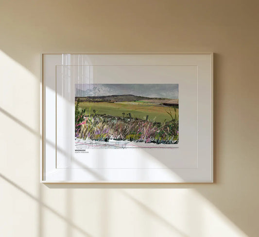 Whernside art print by Vicki Shortt, the long whaleback ridge of Yorkshire's highest peak, framed in a room setting