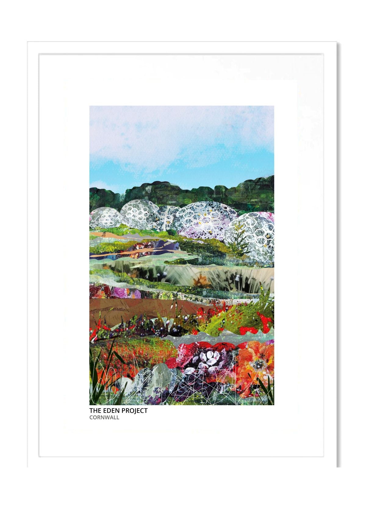 Eden Project art print by Vicki Shortt, in a white frame