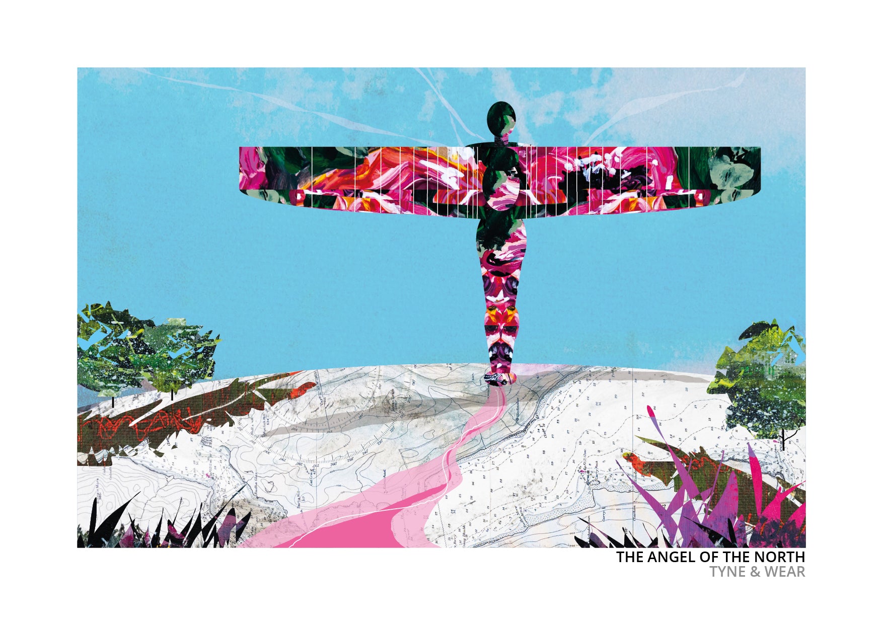 Angel of the North art print by Vicki Shortt, Antony Gormley's steel angel standing above Gateshead