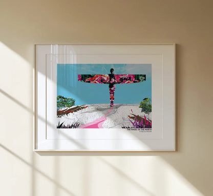 Angel of the North art print by Vicki Shortt, Antony Gormley's steel angel standing above Gateshead, framed in a room setting