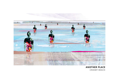 Another Place, Crosby Beach art print by Vicki Shortt, Antony Gormley's cast-iron figures standing on Crosby Beach