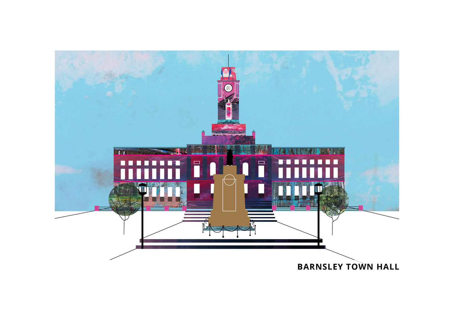 Barnsley Town Hall art print by Vicki Shortt, the Portland stone civic building in the town centre