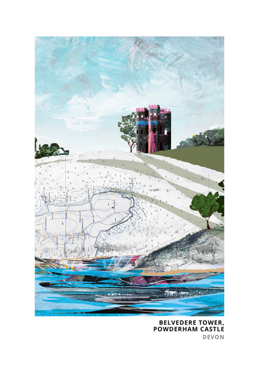 Belvedere Tower art print by Vicki Shortt, the folly tower on the Powderham Castle estate, Devon