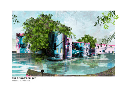 Bishop's Palace, Wells art print by Vicki Shortt, the moated palace beside the cathedral