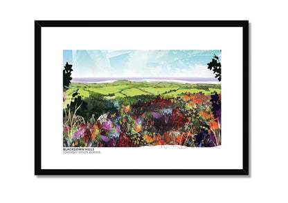 Blackdown Hills art print by Vicki Shortt, the rolling hills on the Somerset and Devon border, in a black frame