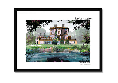 Bretton Hall art print by Vicki Shortt, the Georgian hall in the grounds of Yorkshire Sculpture Park, in a black frame