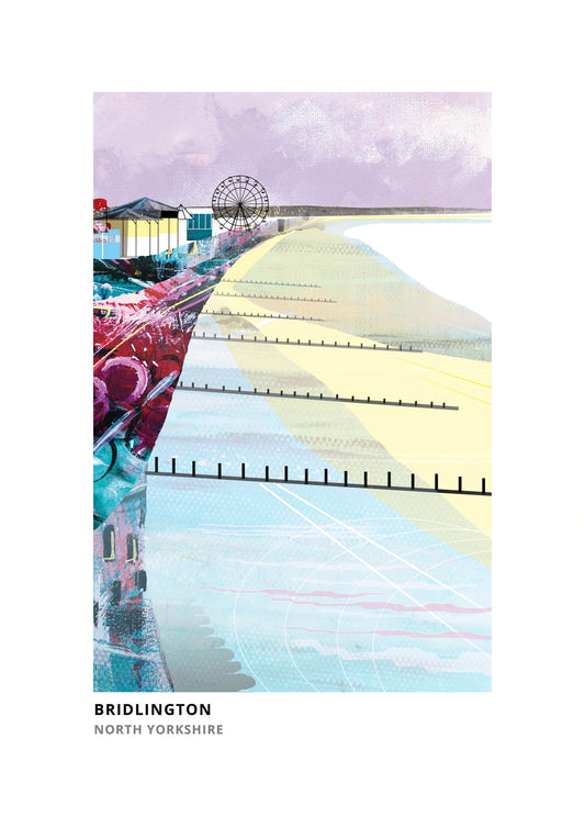 Bridlington art print by Vicki Shortt, the harbour and seafront at Bridlington