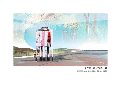 Burnham Lighthouse art print by Vicki Shortt, the wooden low lighthouse standing on the sands at Burnham-on-Sea, Somerset