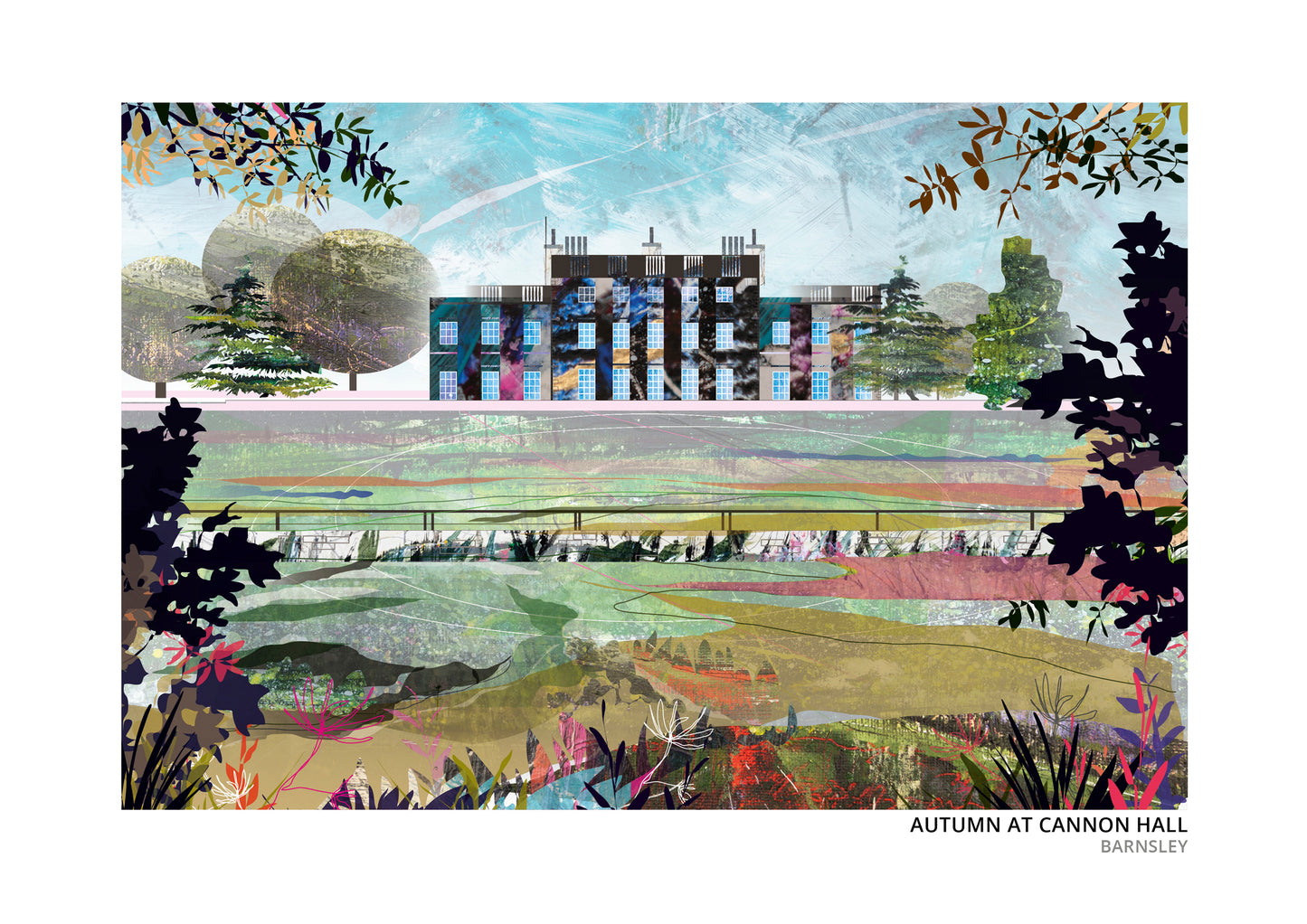 Cannon Hall, Barnsley art print by Vicki Shortt, the country house and its parkland, autumn design