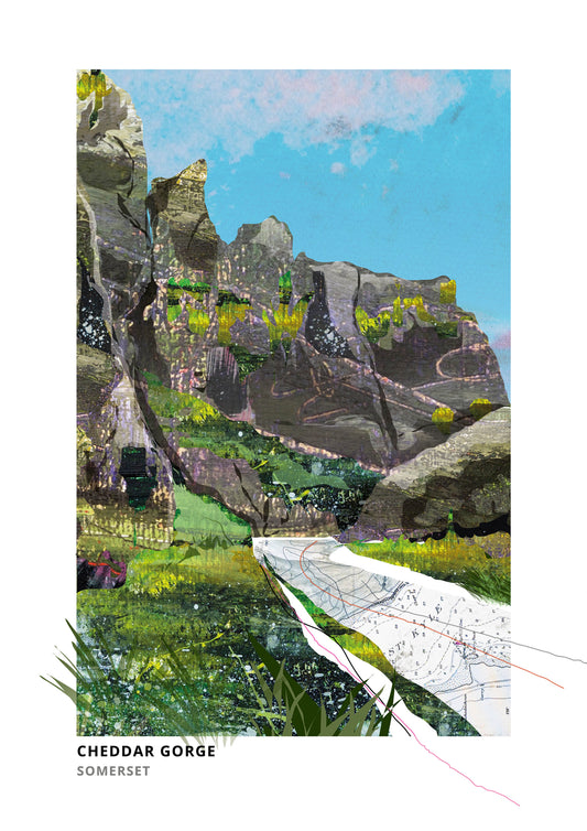 Cheddar Gorge art print by Vicki Shortt, the limestone gorge cutting through the Mendips, Somerset