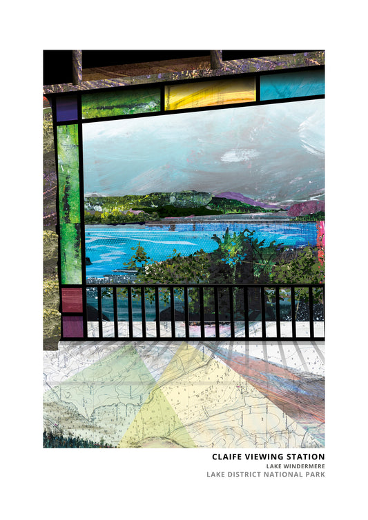 Claife Viewing Station art print by Vicki Shortt, the restored viewing station above Lake Windermere, Cumbria