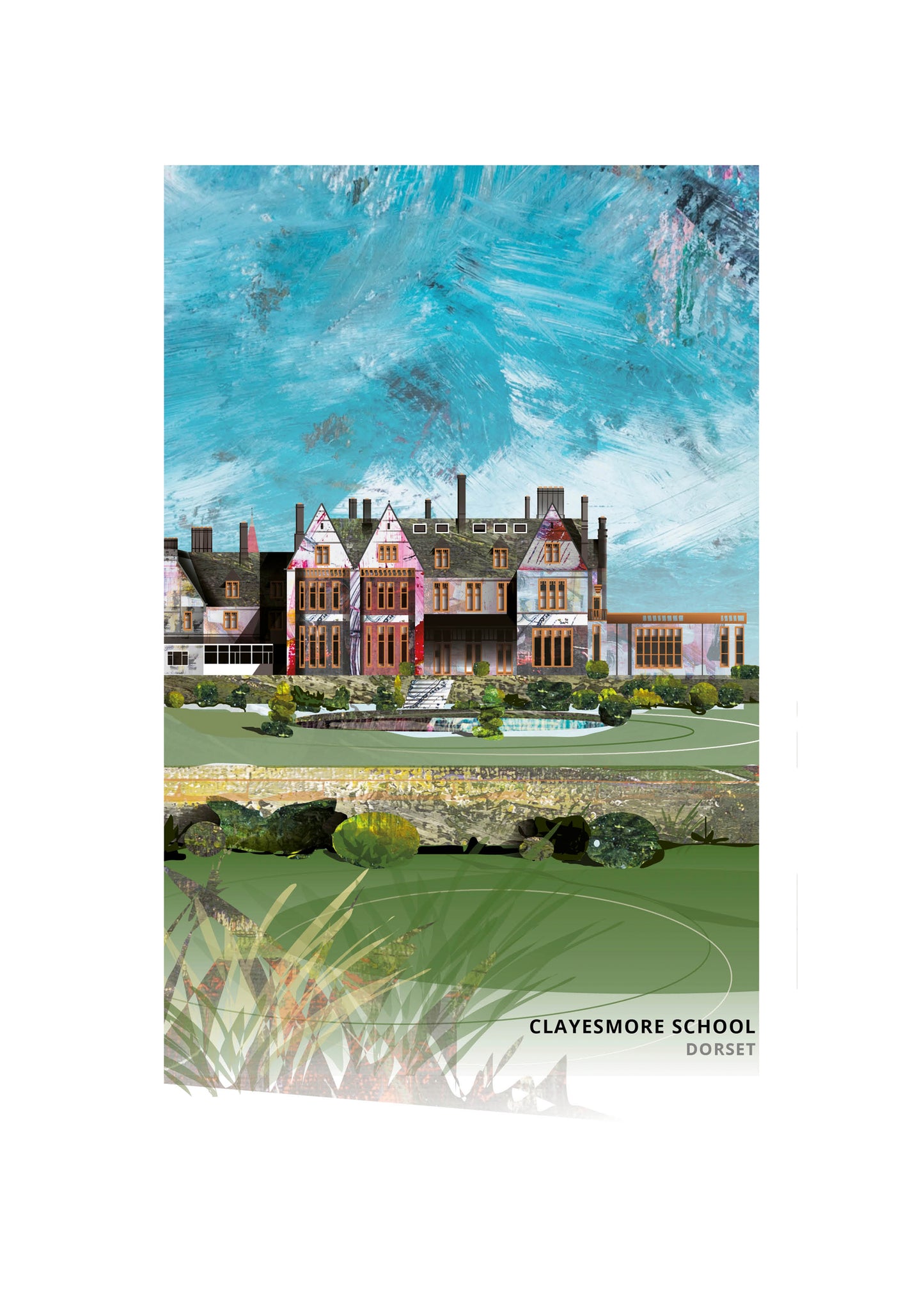 Clayesmore School art print by Vicki Shortt, the school at Iwerne Minster, Dorset