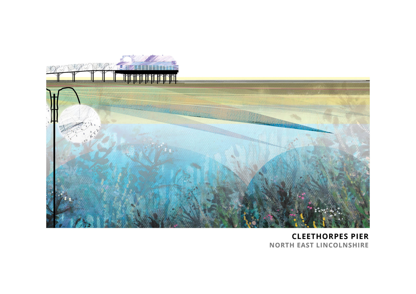 Cleethorpes Pier art print by Vicki Shortt, the pier on the seafront at Cleethorpes, North East Lincolnshire
