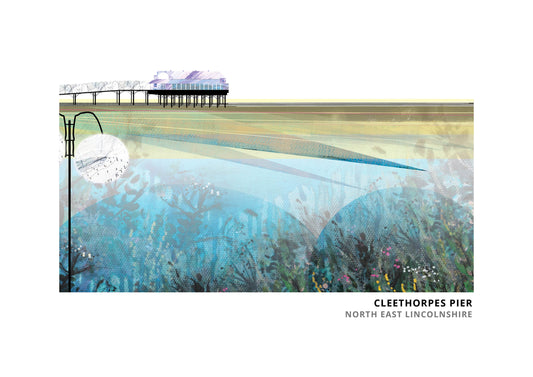 Cleethorpes Pier art print by Vicki Shortt, the pier on the seafront at Cleethorpes, North East Lincolnshire