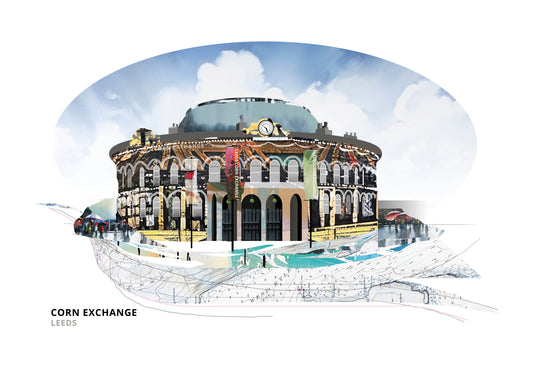 Corn Exchange Leeds art print by Vicki Shortt, the domed Victorian Corn Exchange in Leeds