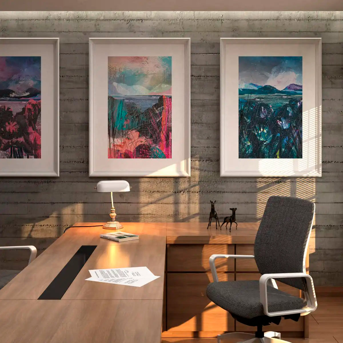 Vicki Shortt landscape art prints in a corporate setting