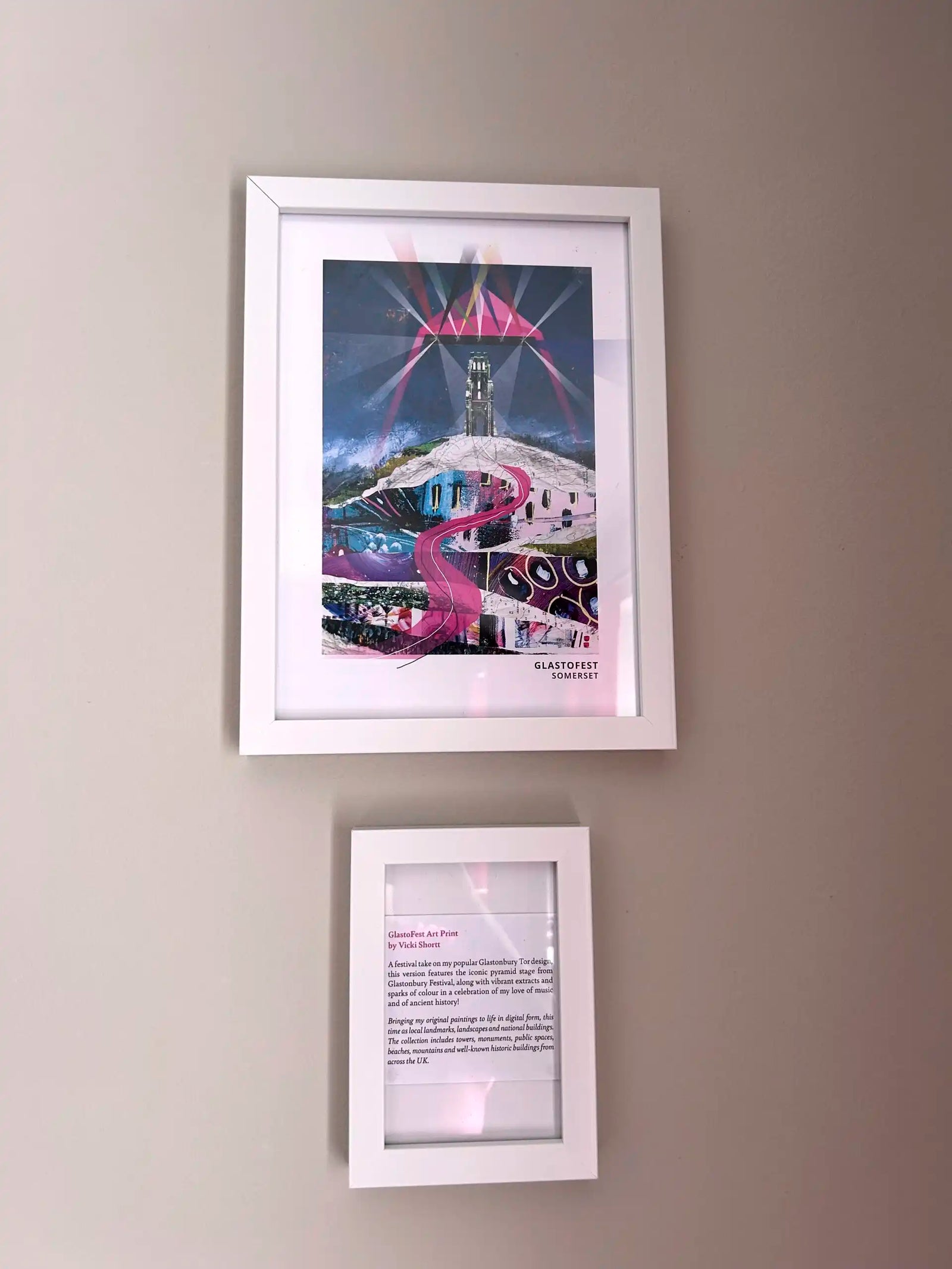 Vicki Shortt landscape art prints displayed on the walls of a corporate workspace