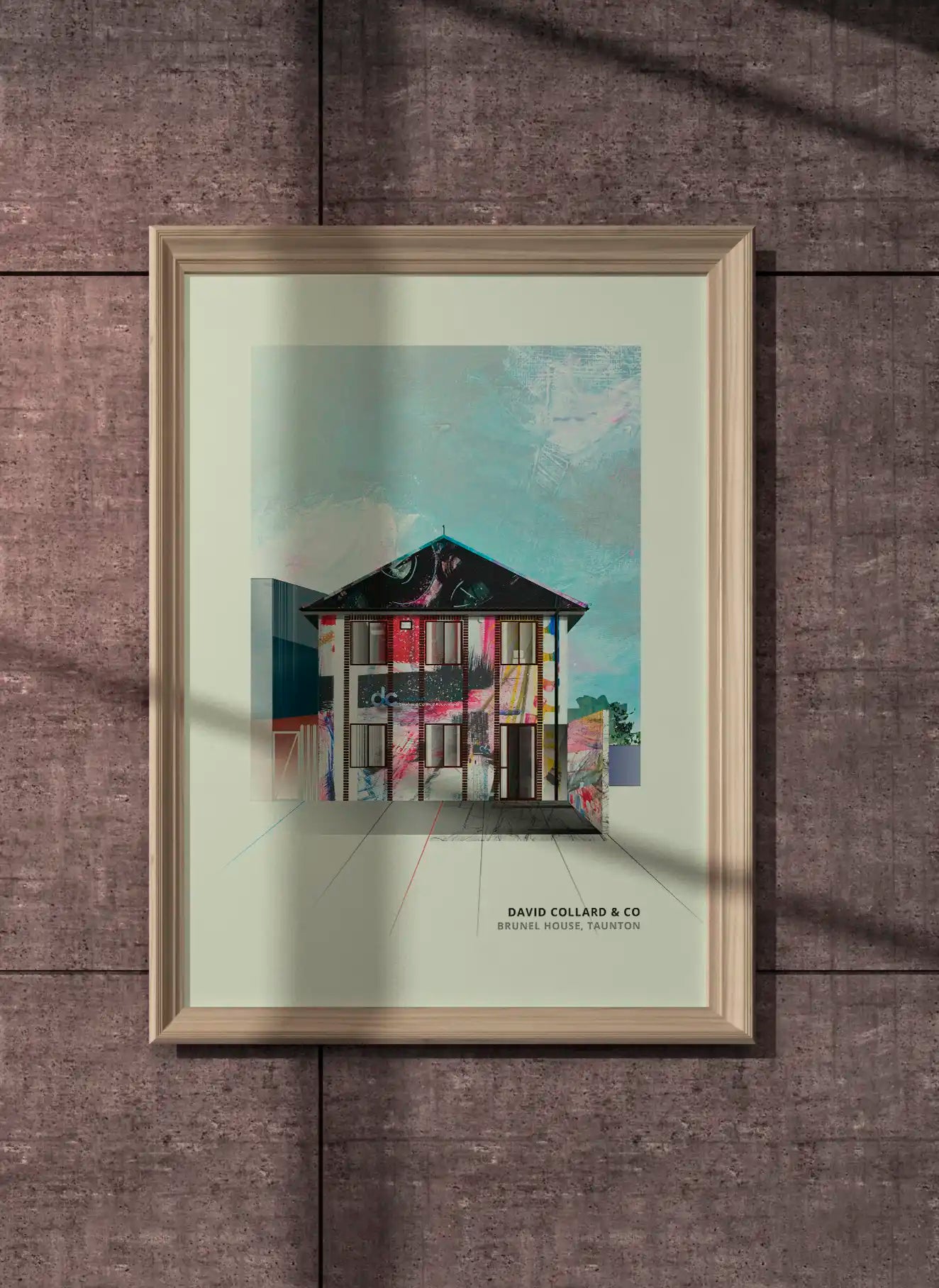 Vicki Shortt landscape art prints displayed on the walls of a corporate workspace