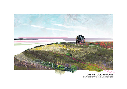 Culmstock Beacon art print by Vicki Shortt, the beacon hut on the Blackdown Hills, Devon
