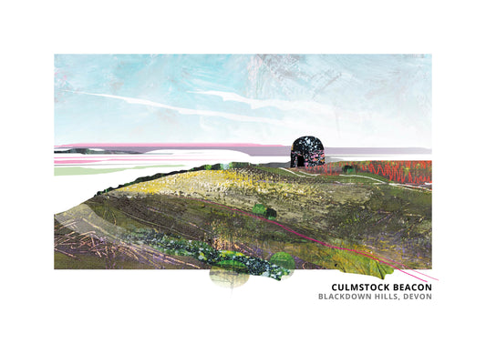 Culmstock Beacon art print by Vicki Shortt, the beacon hut on the Blackdown Hills, Devon