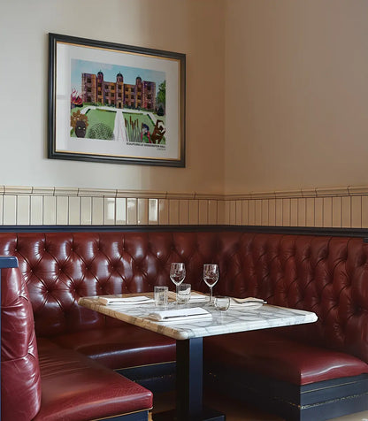 Doddington Hall art print by Vicki Shortt, the Elizabethan house at Doddington, Lincolnshire, framed in a room setting