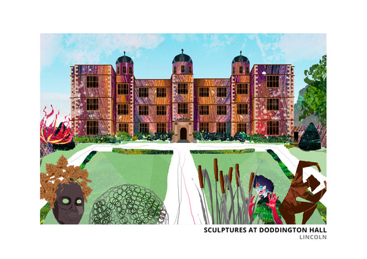 Doddington Hall art print by Vicki Shortt, sculptures design, the Elizabethan house at Doddington, Lincolnshire