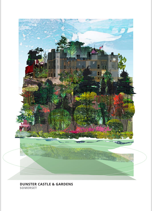 Dunster Castle art print by Vicki Shortt, the castle and gardens above the village of Dunster, Somerset