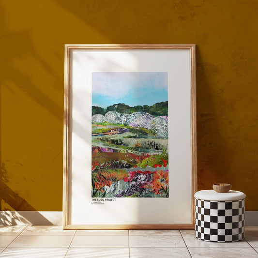 Eden Project art print by Vicki Shortt, framed in a room setting