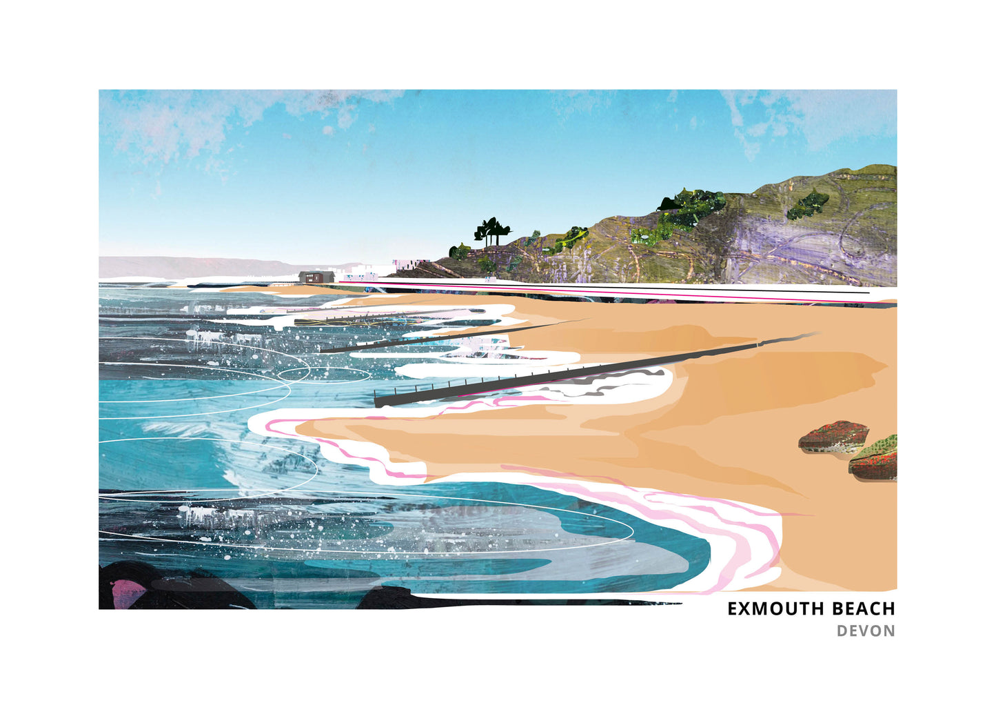 Exmouth Beach art print by Vicki Shortt, the beach and seafront at Exmouth, Devon