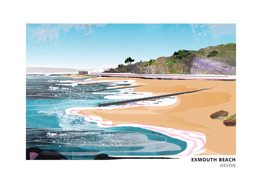Exmouth Beach art print by Vicki Shortt, the beach and seafront at Exmouth, Devon