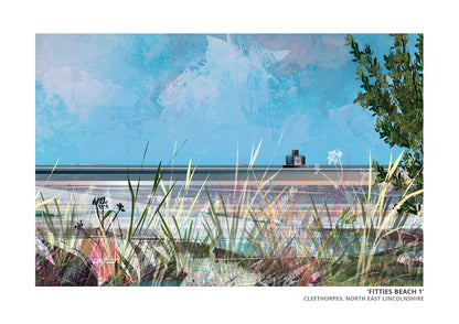 Fitties Beach 1 art print by Vicki Shortt, the beach huts and chalets at the Fitties, Cleethorpes