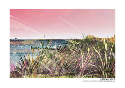 Fitties Beach 2 art print by Vicki Shortt, the beach huts and chalets at the Fitties, Cleethorpes