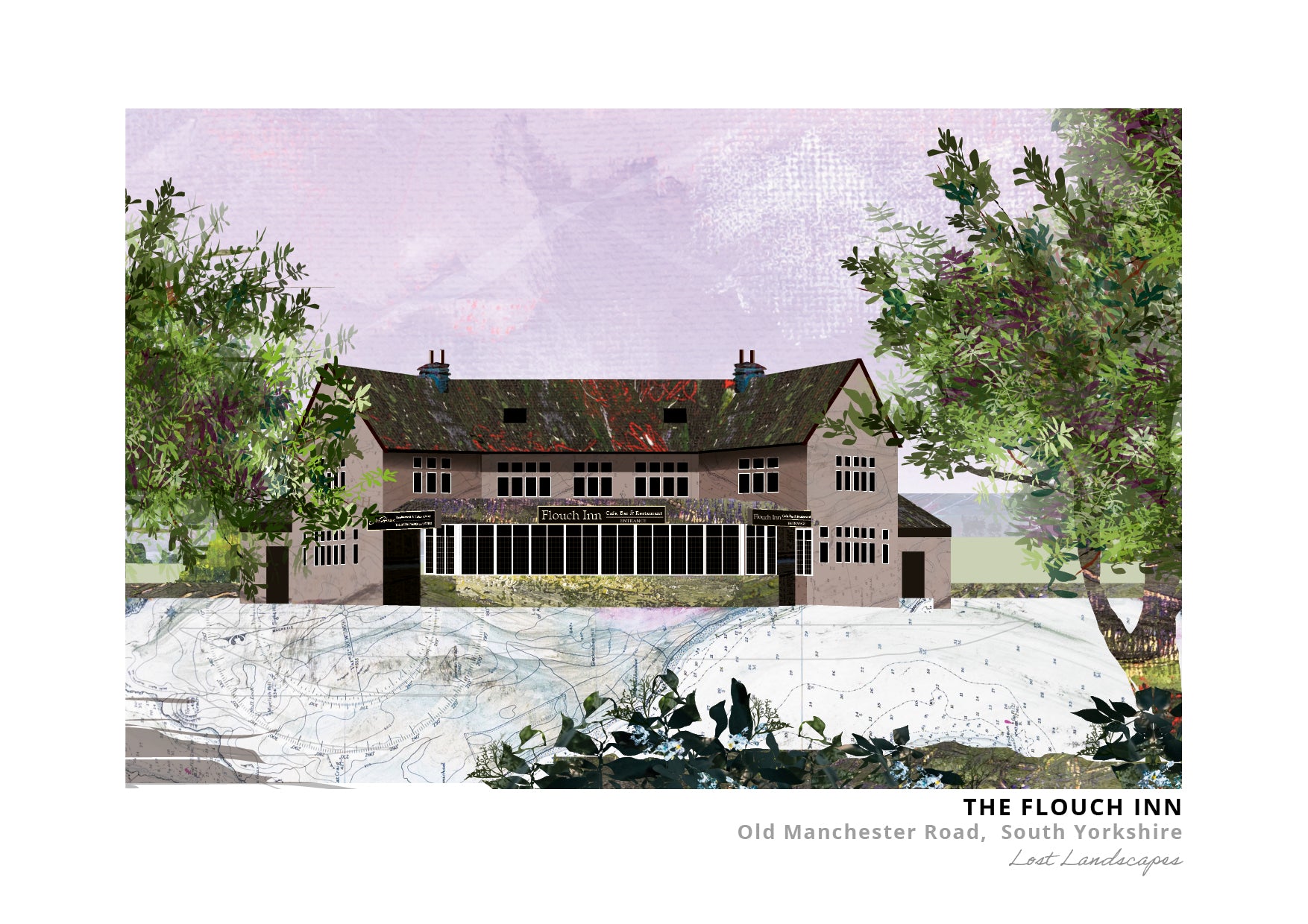 Flouch Inn art print by Vicki Shortt, the roadside inn on the old Manchester Road, South Yorkshire