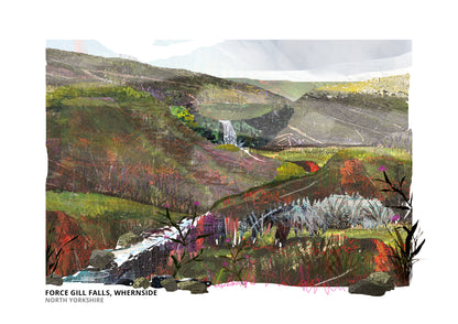 Force Gill Falls, Whernside art print by Vicki Shortt, the waterfall on the flanks of Whernside, North Yorkshire