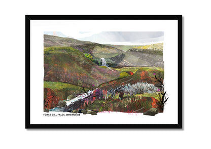 Force Gill Falls, Whernside art print by Vicki Shortt, the waterfall on the flanks of Whernside, North Yorkshire, in a black frame
