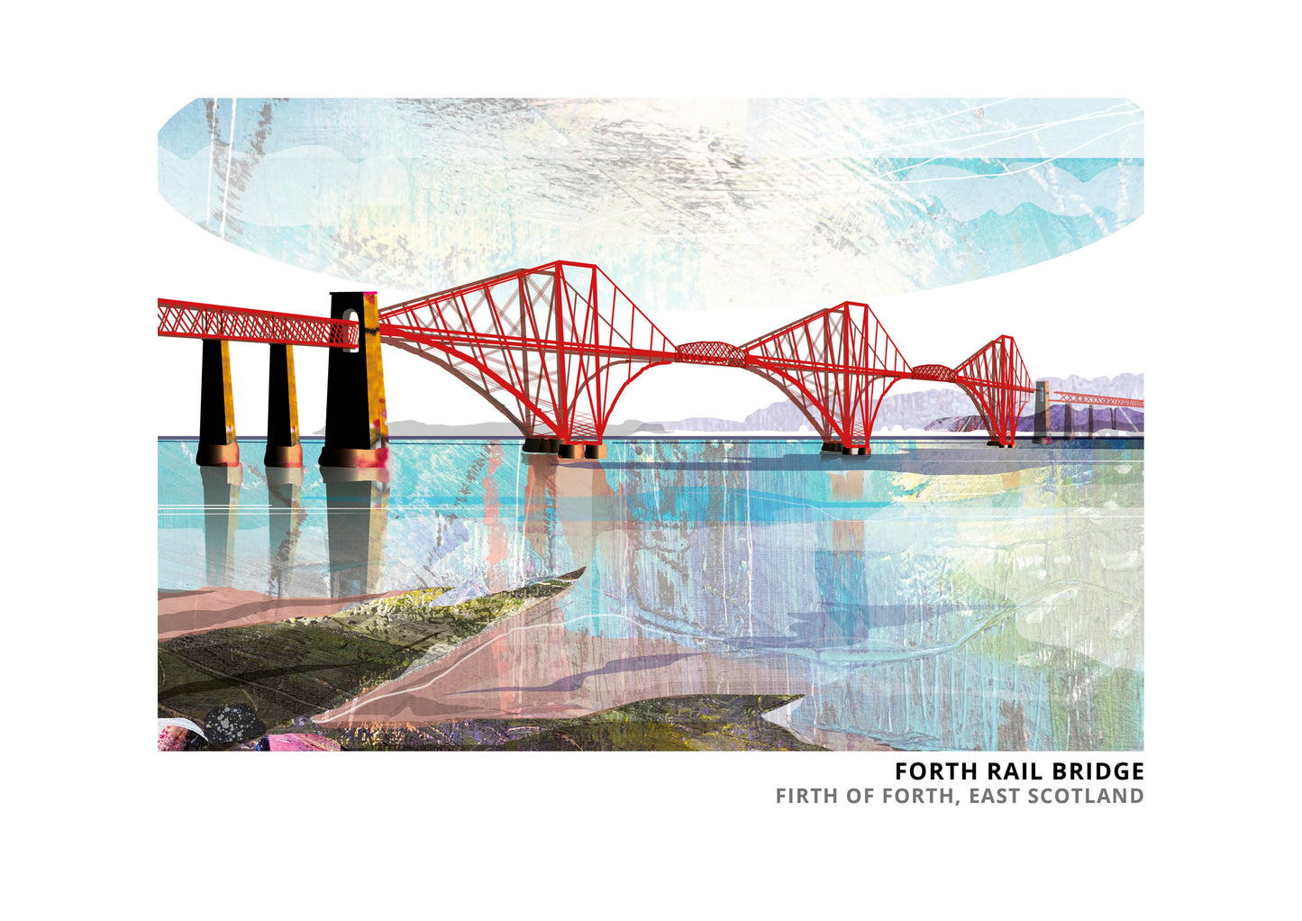 Forth Rail Bridge art print by Vicki Shortt, the red cantilever bridge across the Firth of Forth
