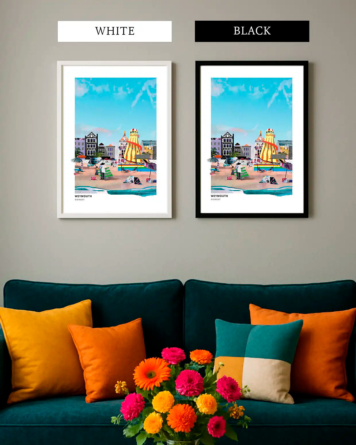 Black and white solid wood frames for Vicki Shortt art prints