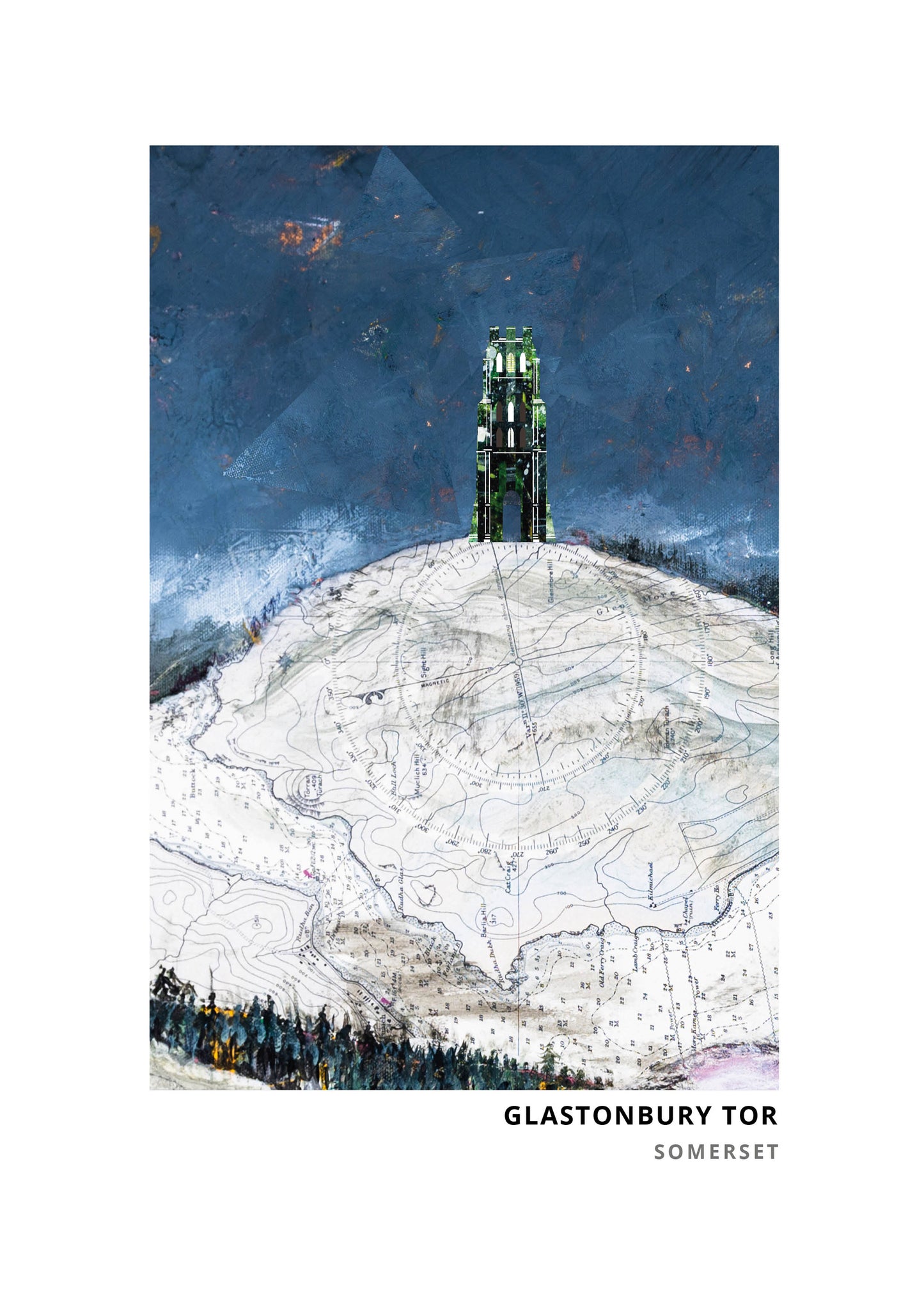 Glastonbury Tor art print by Vicki Shortt, St Michael's Tower on the Tor above the Somerset Levels