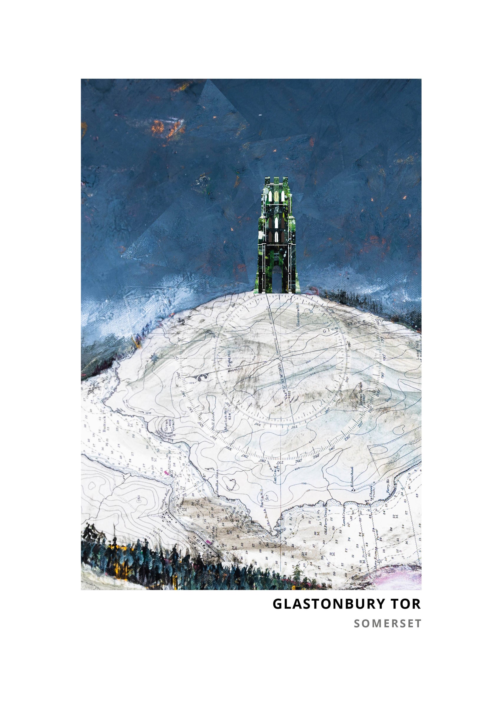 Glastonbury Tor art print by Vicki Shortt, St Michael's Tower on the Tor above the Somerset Levels