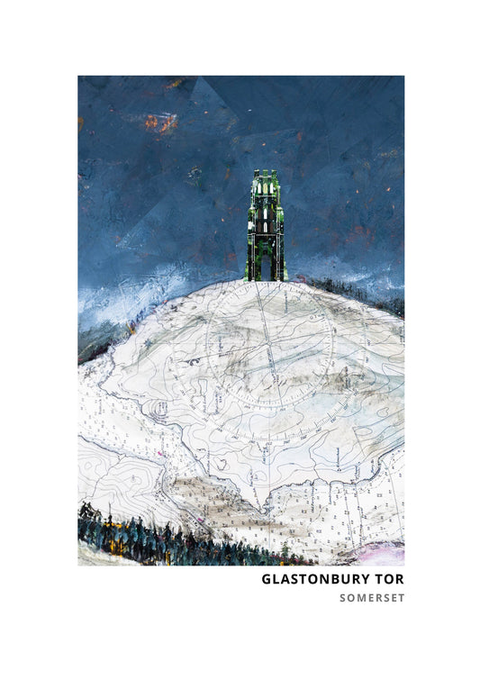 Glastonbury Tor art print by Vicki Shortt, St Michael's Tower on the Tor above the Somerset Levels