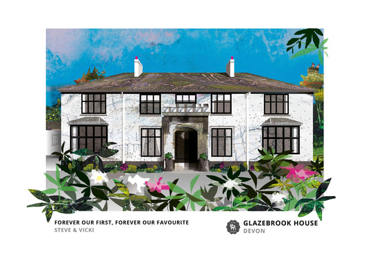 Glazebrook House art print by Vicki Shortt, the country house at South Brent, Devon