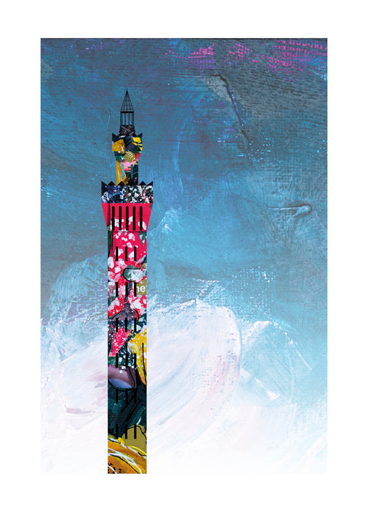 Grimsby Dock Tower limited edition art print by Vicki Shortt, the Italianate Victorian tower on the Grimsby docks, Design 1