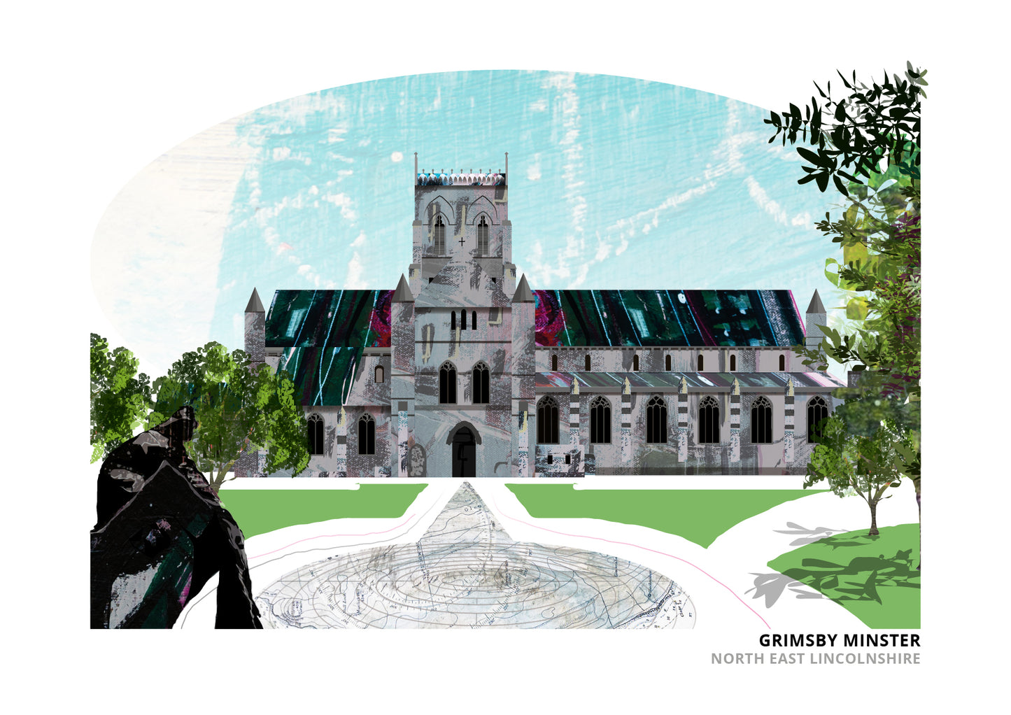 Grimsby Minster art print by Vicki Shortt, the parish church of St James in Grimsby, North East Lincolnshire