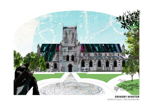 Grimsby Minster art print by Vicki Shortt, the parish church of St James in Grimsby, North East Lincolnshire
